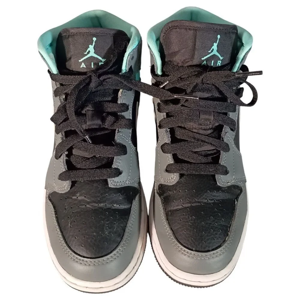 Nike Air Jordan 1 Mid Grey Aqua 554725-063 Size 4.5Y